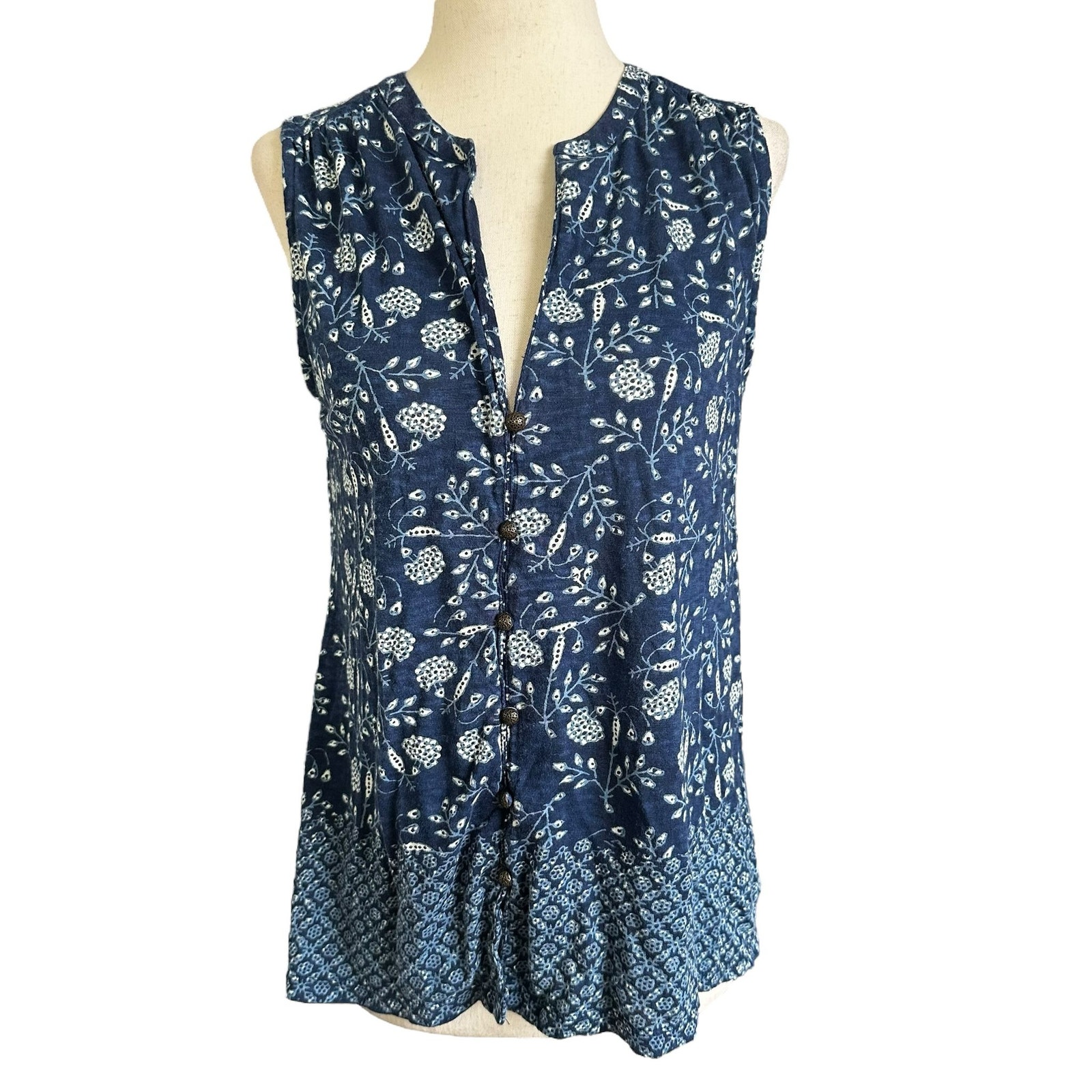 Lucky Brand Blue Blouse Women Basic Top Size Small  6351